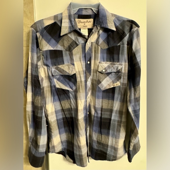 Wrancher by Wrangler Men's Pearl Snap Button Up Shirt - Size Medium - Picture 2 of 6